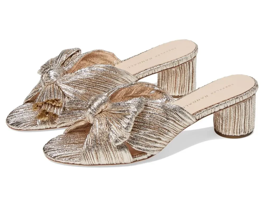 LOEFFLER RANDALL WOMENS EMILIA CHAMPAGNE 9 NARROW HEELS